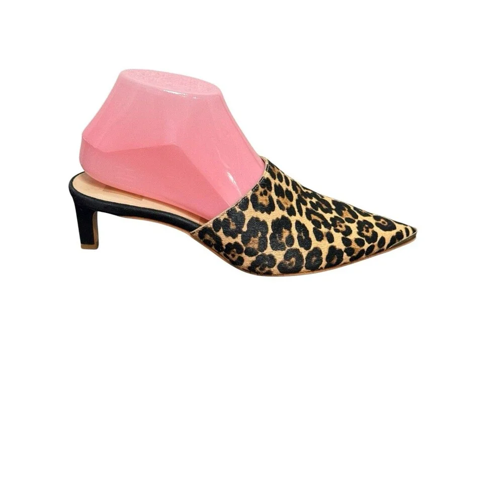 DV Dolce Vita Lovey Mules Women's Leopard Excellent Kitten Heel Pointed Toe 7